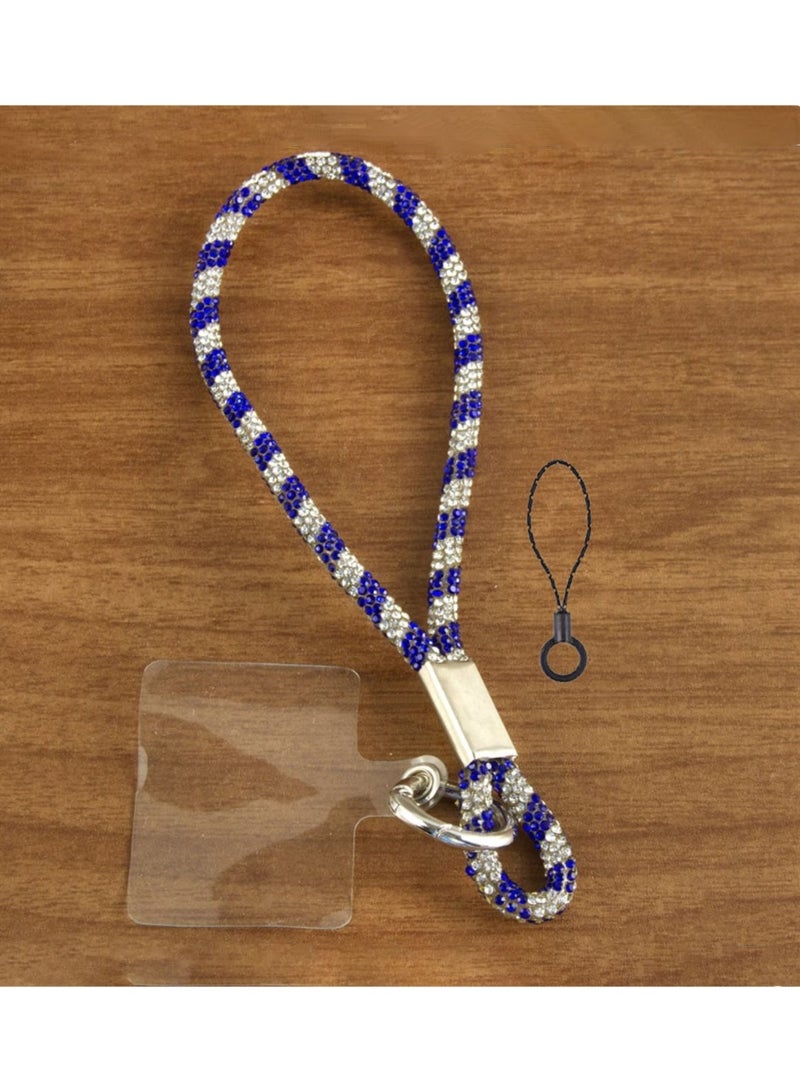 Glitter Phone Wrist Strap, Bling Rhinestone Short Hand Lanyard Bracelet with Keychain & Card Holder, Universal Mobile Phone Chain & Handbag Strap for Women