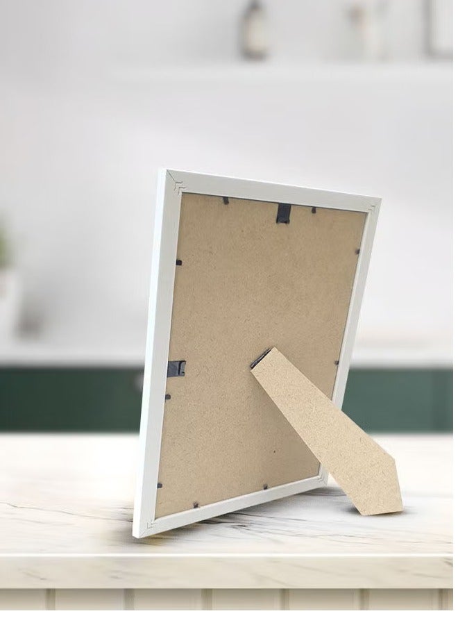 طقم إطارات شهادات مقاس A4 (قطعتان)، 25×34 سم، تصميم فاخر بنقشة الخشب وزجاج حقيقي، لون أبيض، قابل للتعليق على الحائط أو العرض على الطاولة - Image 2