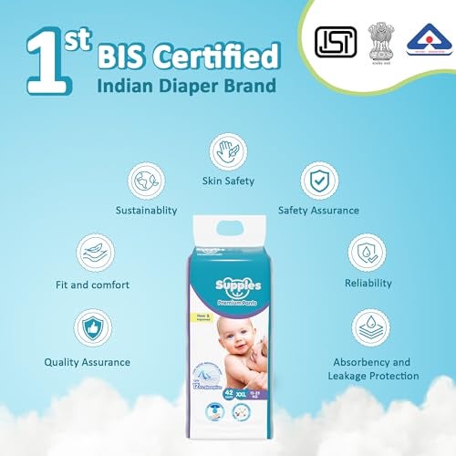 Supples Amazon Brand - Supples Premium Baby Diaper Pants | 84 Baby Diapers | XXL | 15-25 Kg | 42 x 2 Packs | 12 Hrs Absorption | Cushiony Cotton Soft Fabric | Phthalates-Free | Triple Leak Guard - Image 5