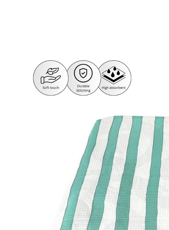 بيرل كوست انترناشيونال Beach Towels & Beach Bag Combo, Pack of 2 | 80% Polyester and 20% Polyamide Towels | Quick Dry, Super Absorbent (Green and White) - Image 5