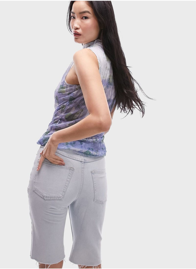TOPSHOP - High Neck Printed Tank Top - Image 1