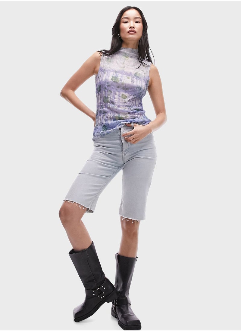 TOPSHOP - High Neck Printed Tank Top - Image 1