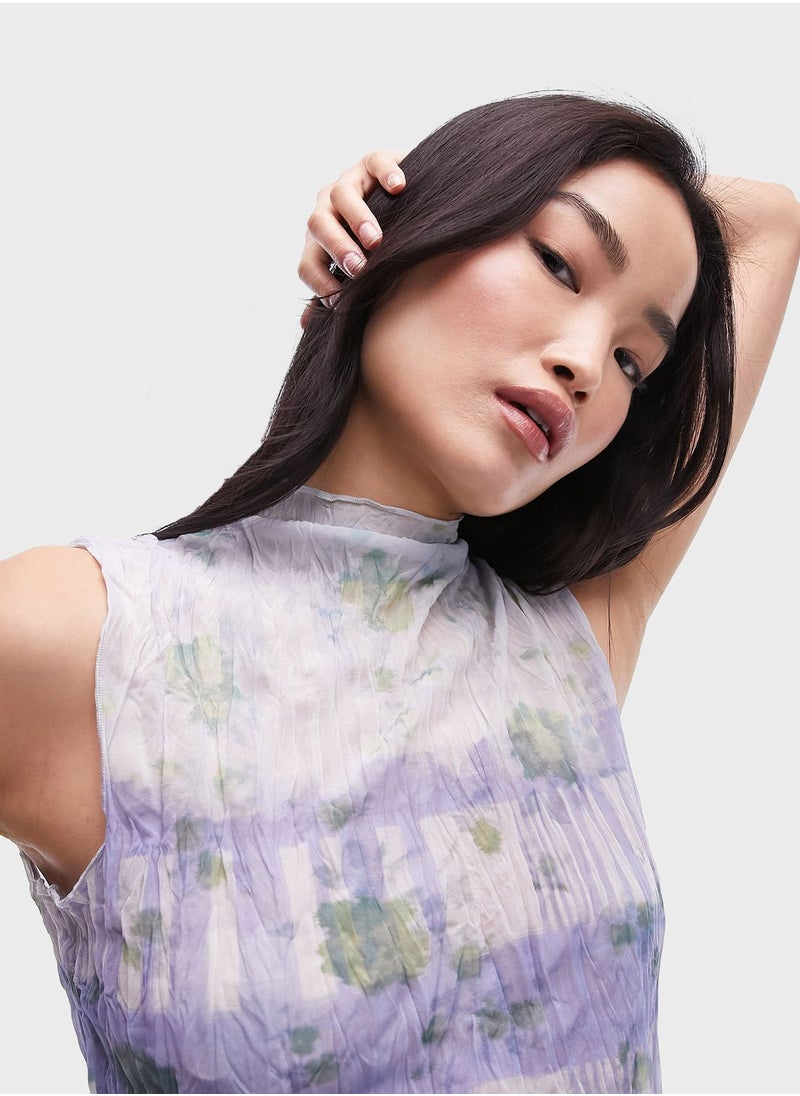 TOPSHOP - High Neck Printed Tank Top - Image 1