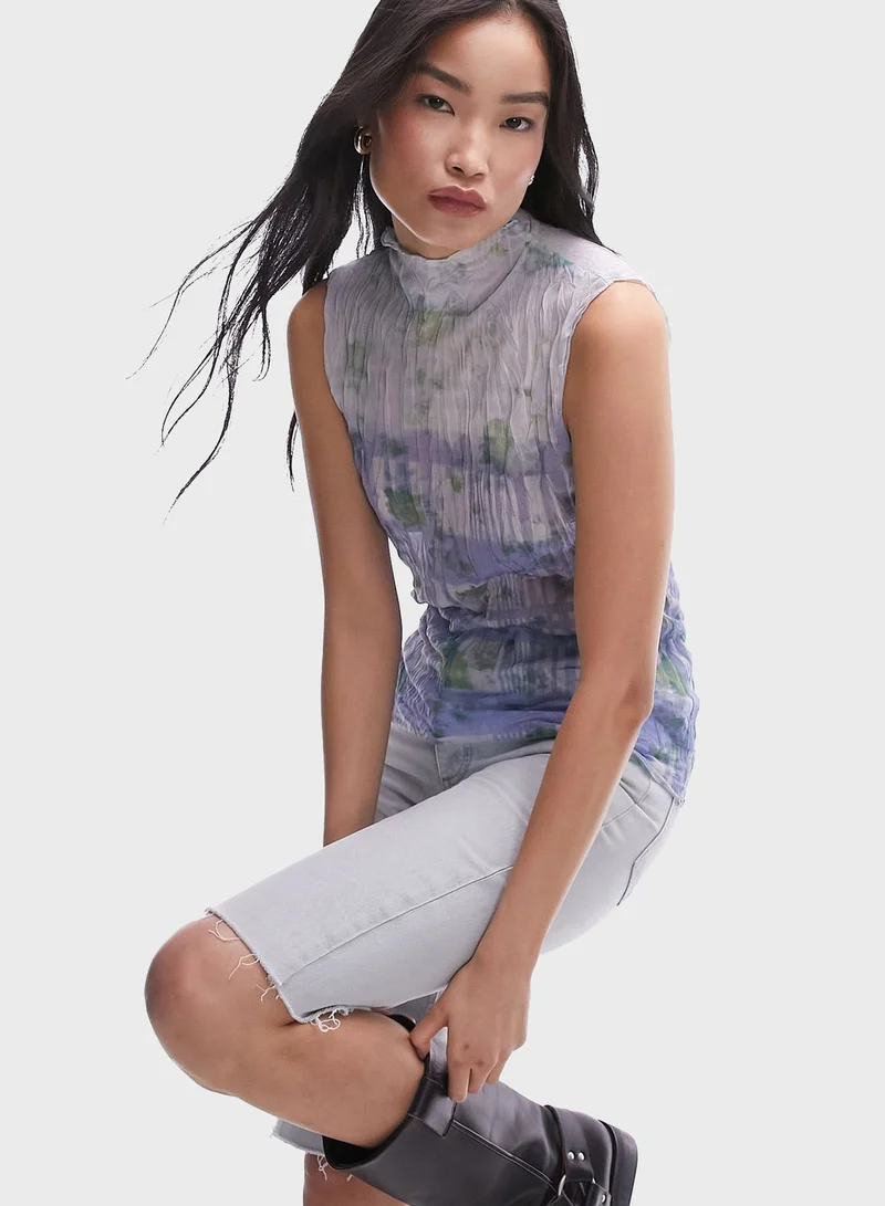 TOPSHOP High Neck Printed Tank Top