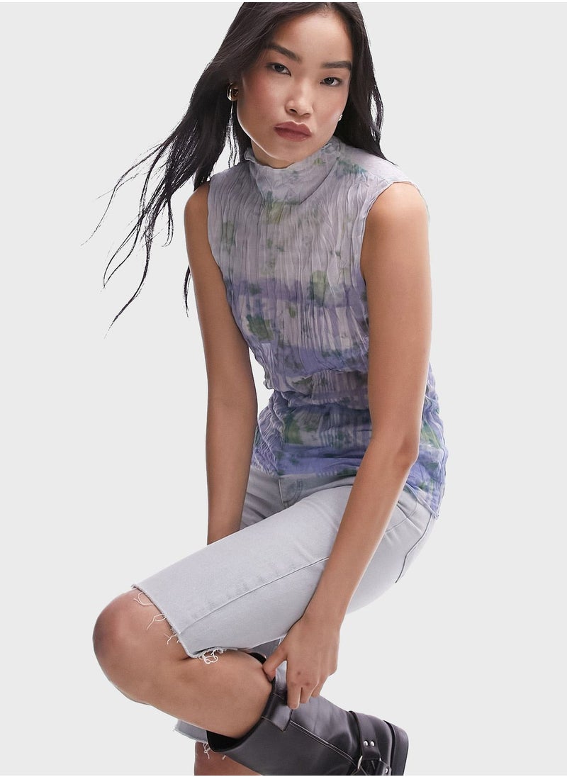 TOPSHOP - High Neck Printed Tank Top - Image 1