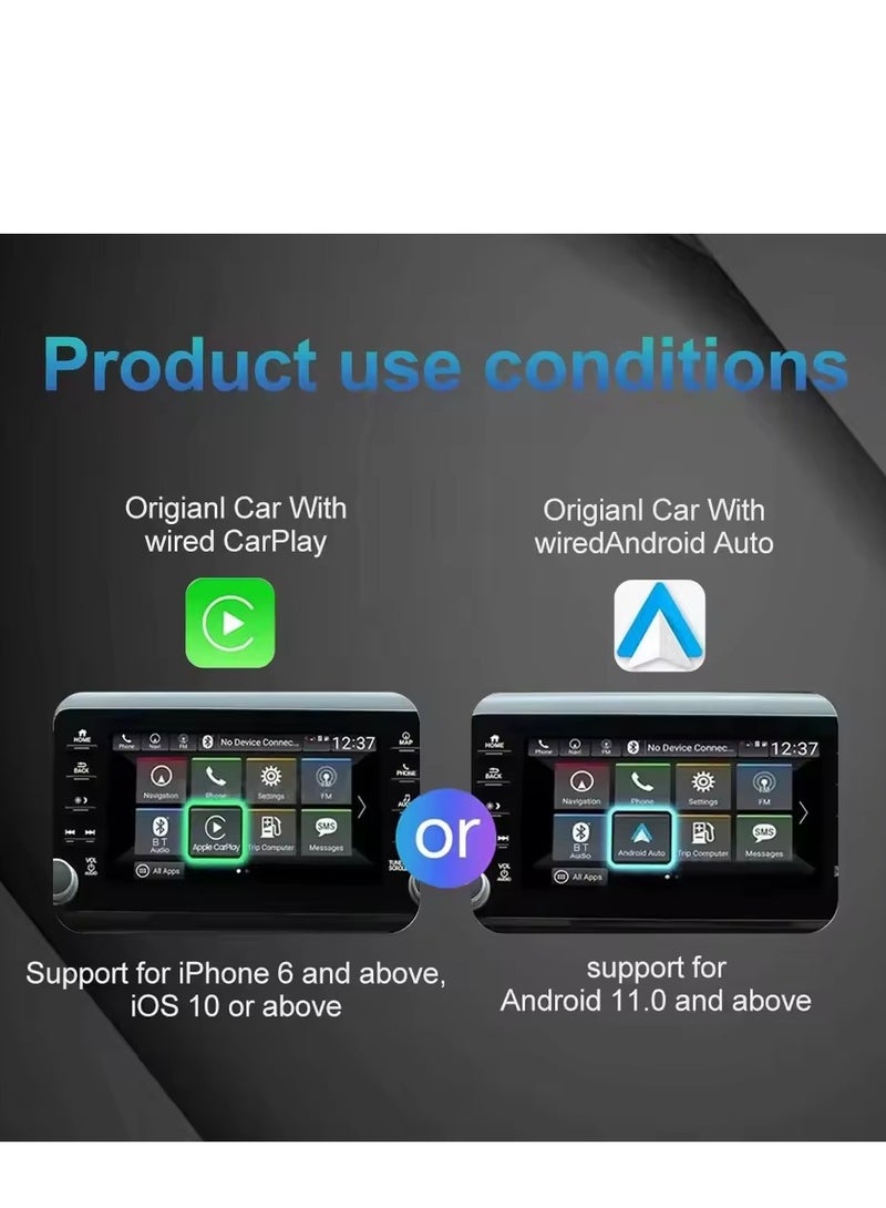 Digisand Mini Wireless Carplay Adapter, Convert Wired to Wireless Car Play & Android Auto 2-in-1 Adapter for  iPhone & Android Phone, Plug & Play, Auto Connect, No Delay, with USB C for iOS 10+ Android 11+ - Image 3