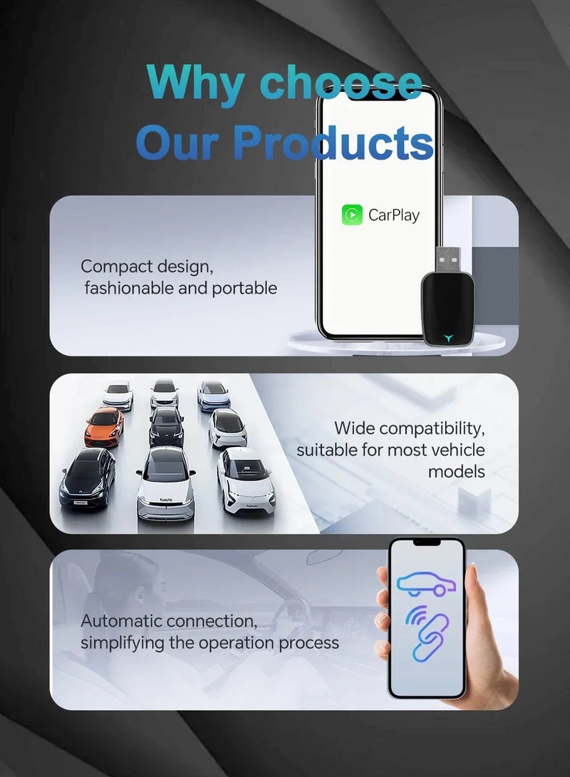 Digisand Mini Wireless Carplay Adapter, Convert Wired to Wireless Car Play & Android Auto 2-in-1 Adapter for  iPhone & Android Phone, Plug & Play, Auto Connect, No Delay, with USB C for iOS 10+ Android 11+ - Image 5