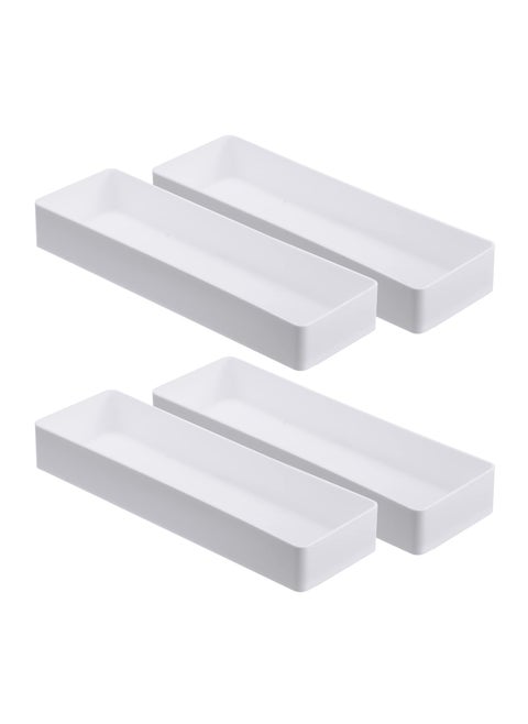2 Pack Plastic Drawer Organizer, 9.5 x 3 x 1.4 In Tabletop Organizer Tray Stationery Holder White Half Accessory Tray Stackable Storage Container For Vanity Office Home Utensils Gadgets Shelf Kitchen