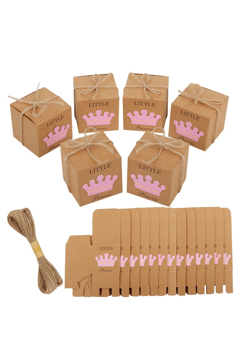 KASTWAVE Little Princess Kraft Paper, 50 Pack Baby Shower Favour Boxes for Girls Birthday Party Decoration/Gifting Supplies (5 x 5 x 5 cm) - Image 1