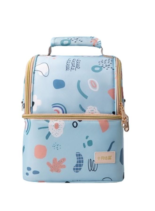 TEN-M JOURNEY Breast Milk Baby Bottle Cooler Bag with Ice Pack, Backpack with Cooler, Waterproof and Durable Portable Thermal Insulated Material Travel Diaper Bag Blue Color  - Image 1