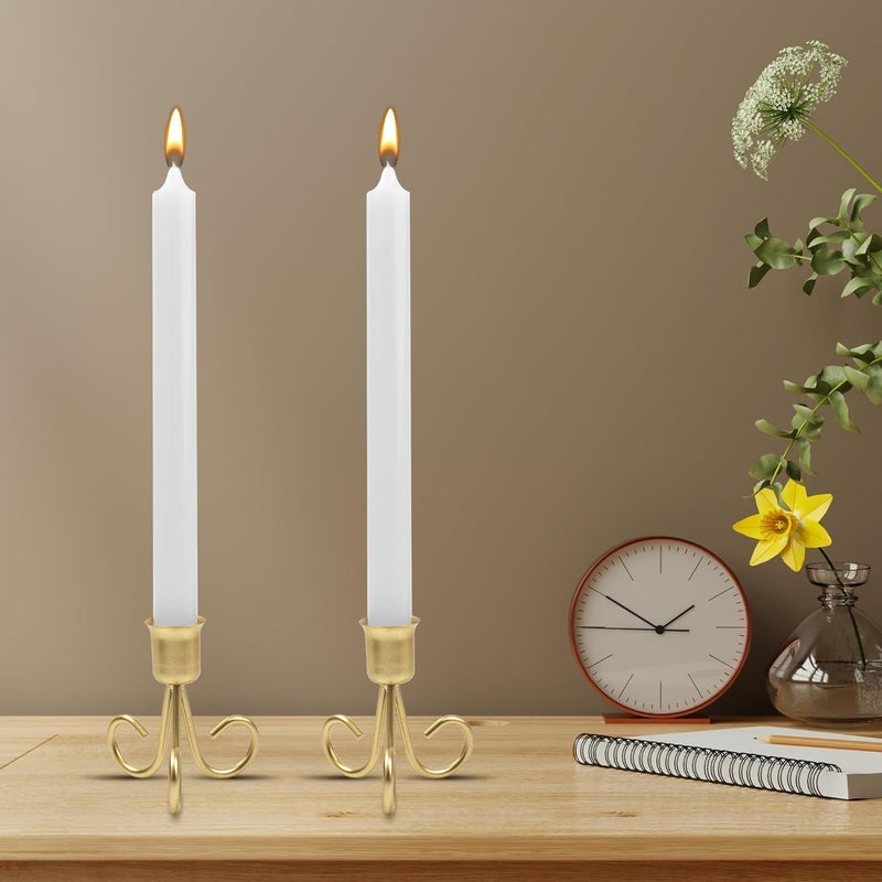 Azonee Golden Simple Candlestick Holders - Set of 2 Taper Candle Holders for Weddings and Parties - Image 3