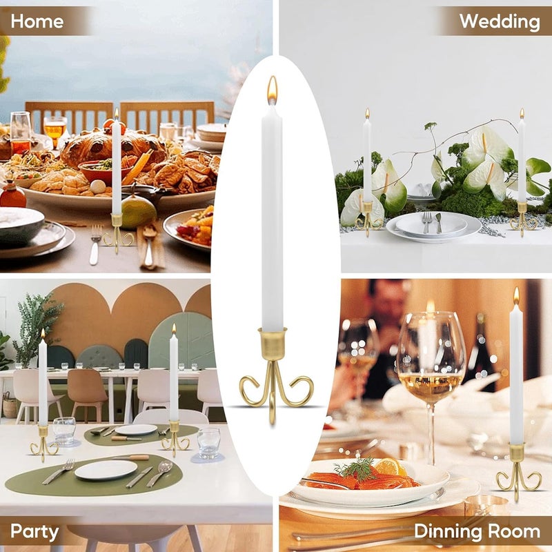 Azonee Golden Simple Candlestick Holders - Set of 2 Taper Candle Holders for Weddings and Parties - Image 2