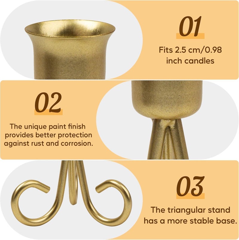 Azonee Golden Simple Candlestick Holders - Set of 2 Taper Candle Holders for Weddings and Parties - Image 4