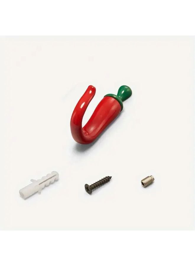 2pcs Red Pepper Shaped Wall Hooks Rust Resistant Metal Decorative Hooks Easy Installation - Image 5