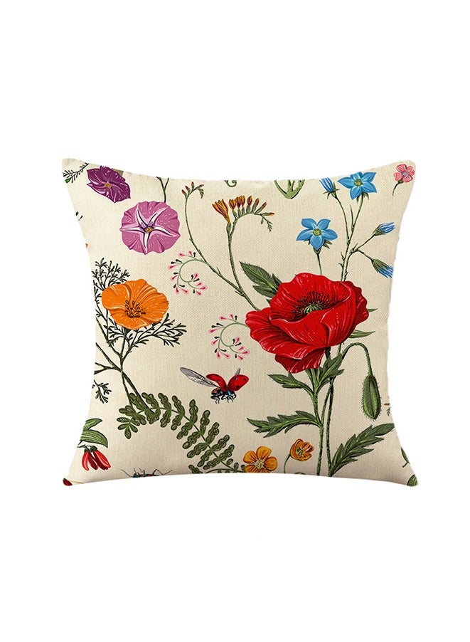 Linen Square Pillow Cases 45cm×45cm, Boho Set of 4 Dragonfly Butterfly and Plant printing Cushion Covers for Living Room Sofa Couch - Image 2