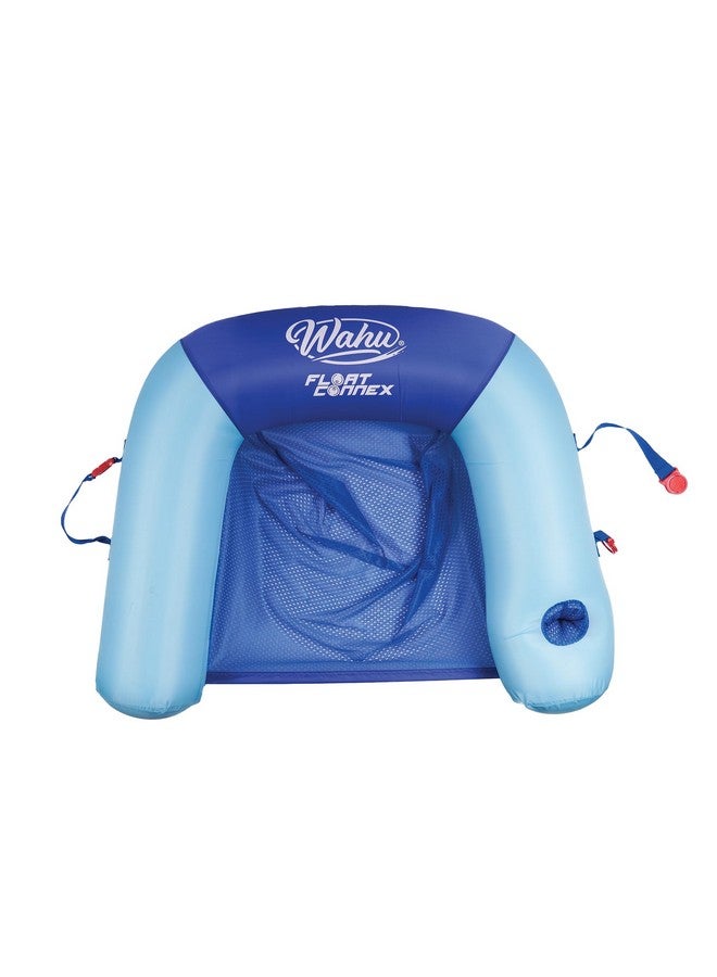 Wahu Float Connex Aqua Pool Seat With Connex Clips, Cupholder, And Inflate Valve, Inflatable Pool Float Chair For Adults And Kids Ages 8+, Blue/Light Blue - Image 1