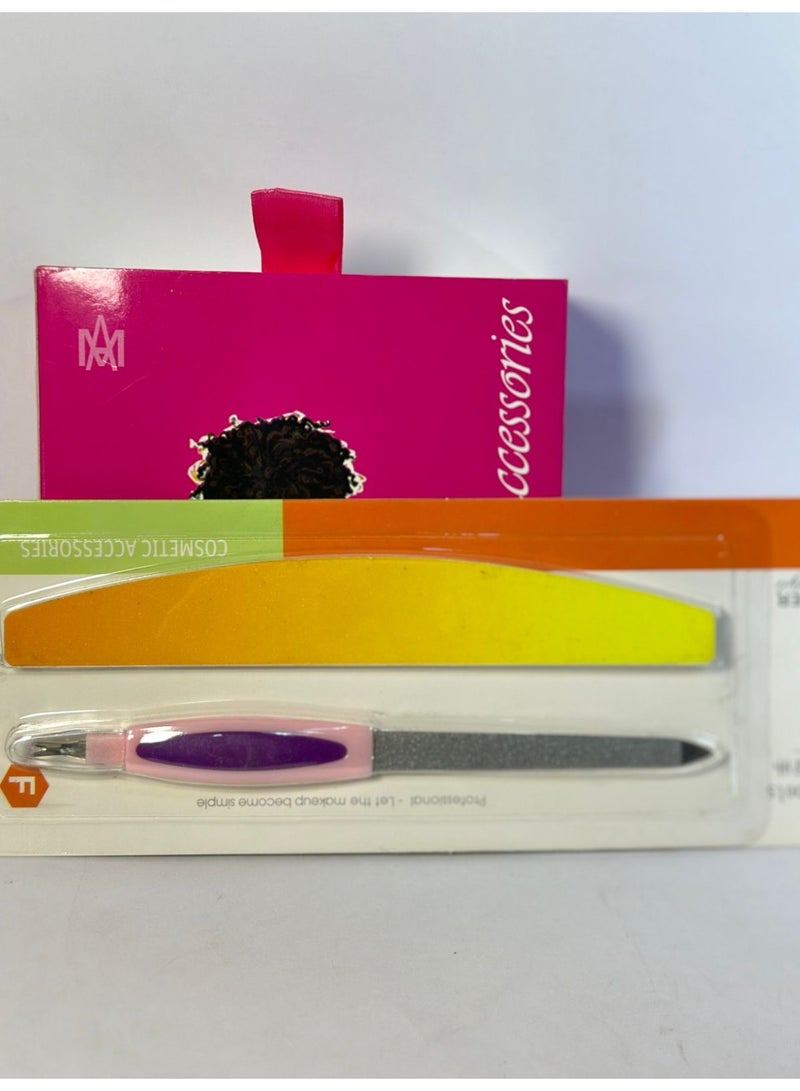 Stainless Hand Plastic Nail File+ Professional Nail File with Double Sided Sanding - for False Nails 2PCS - Image 1