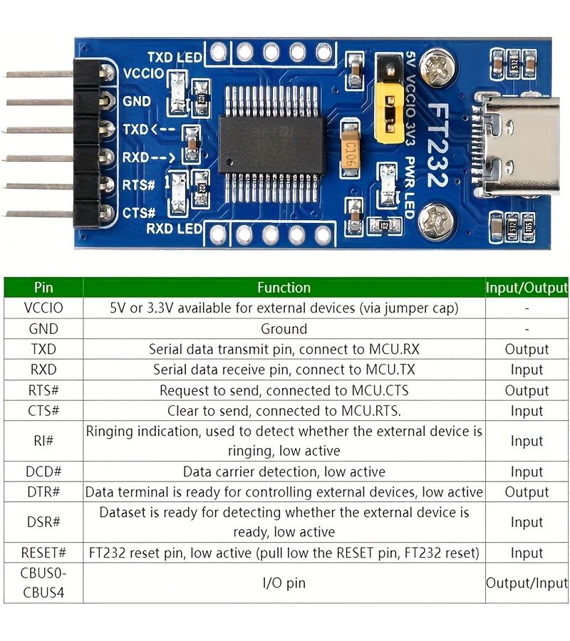 FT232RL USB To TTL Serial Adapter Module Communication Board For Windows Mac Linux - Image 5