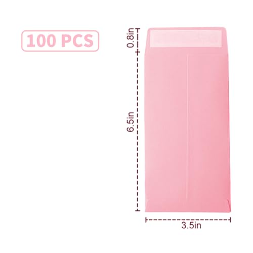 xflyxin Cash Envelopes 100 packs 35x65 inches pink envelopes coin envelopes seed envelopes colored envelopes Cash suitable for budgets checks coins jewelry small items XF007 - Image 3