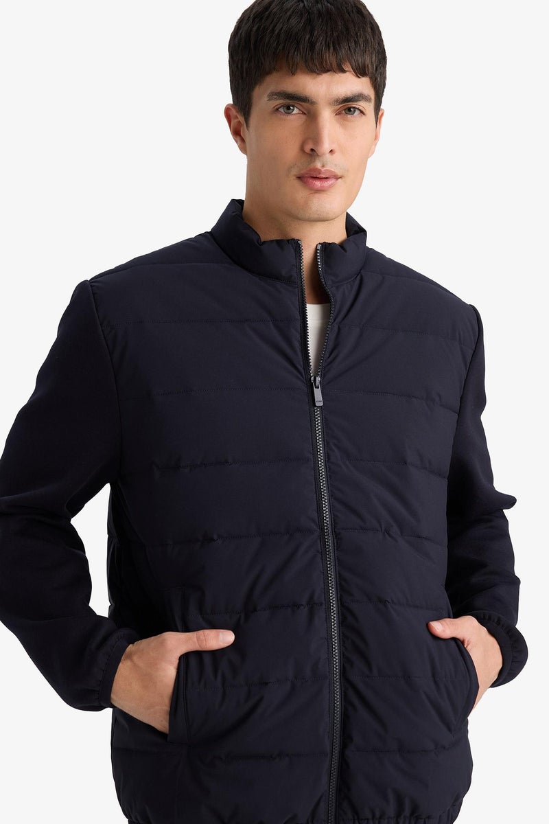 DeFacto Blue Man Slim Fit Lined Puffer Jacket Casual - Image 4
