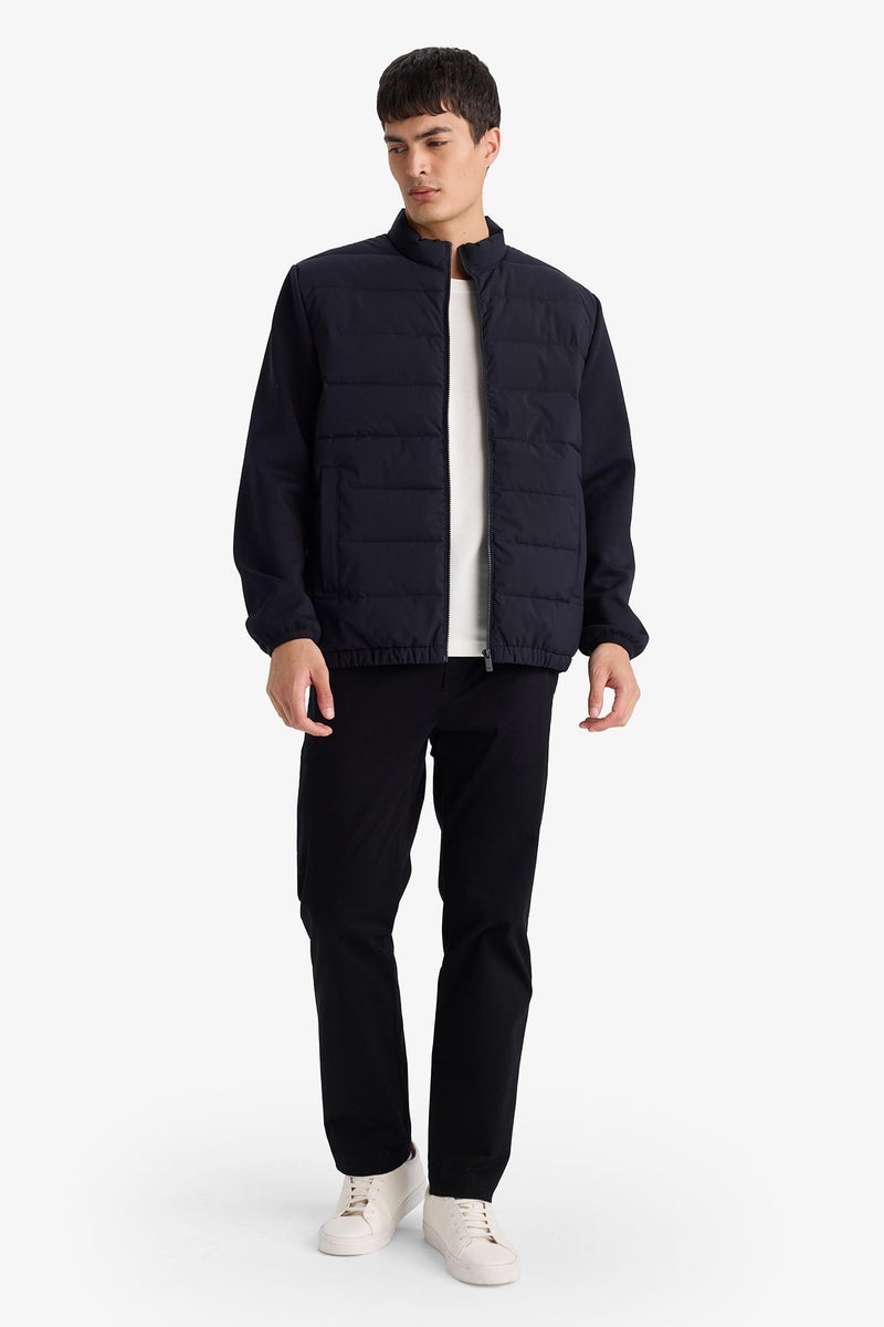 DeFacto Blue Man Slim Fit Lined Puffer Jacket Casual - Image 5