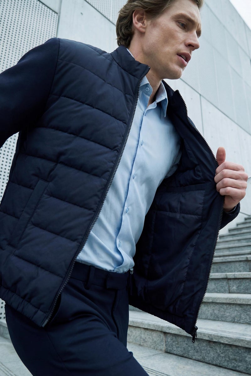 DeFacto Blue Man Slim Fit Lined Puffer Jacket Casual - Image 2