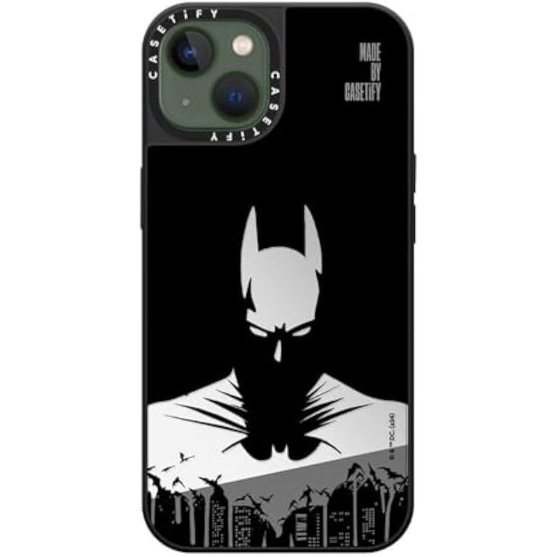 Casetify Mirror iPhone 13 Case 【Batman Co-lab / 4.9ft Drop Protection/Compatible with Magsafe】 - Batman Shadow - Silver on Black - Image 3