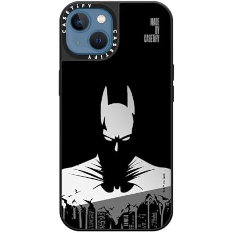 Casetify Mirror iPhone 13 Case 【Batman Co-lab / 4.9ft Drop Protection/Compatible with Magsafe】 - Batman Shadow - Silver on Black - Image 5