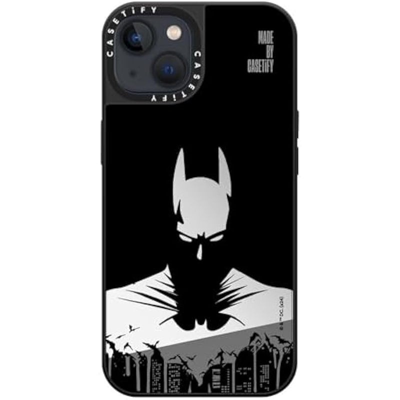 Casetify Mirror iPhone 13 Case 【Batman Co-lab / 4.9ft Drop Protection/Compatible with Magsafe】 - Batman Shadow - Silver on Black - Image 4