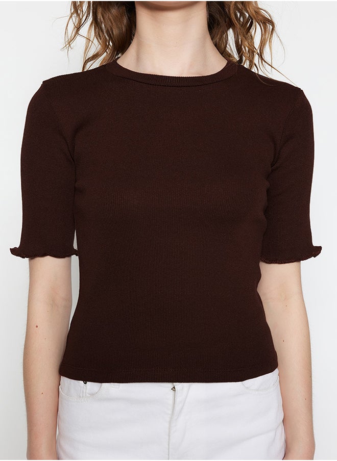 Brown Corded Fitted/Fitted Crew Neck Stretch Knitted Blouse TWOSS23BZ00025 - pzsku/Z291F3E51CF2441801AF4Z/45/_/1730941579/20cb6198-196a-438a-979c-303066147bb1