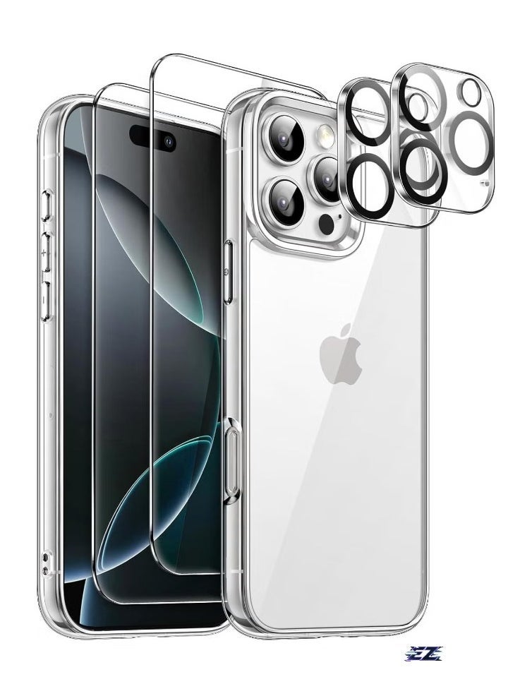 ELTRAZONE iPhone 16 Pro Max Case with 2 Pack Tempered Glass Screen Protectors and 2 Camera Lens Protectors – Non-Yellowing Shockproof Bumper Protective Case Cover for Apple iPhone 16 Pro Max 6.9 Inch - Image 1