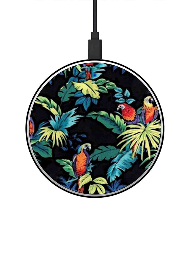 Theodor Bird Printed Ultra Slim Fast Wireless Charger With USB Cable Black/Red/Green - Image 1