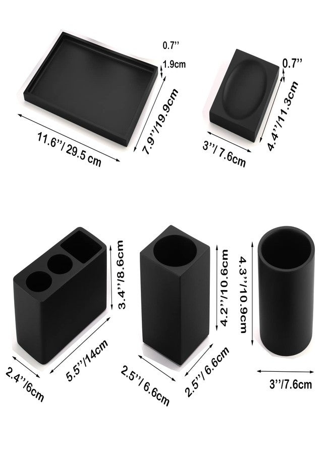 Ximlike Matte Black Bathroom Accessories Set 6 Pieces, Bathroom Accessory Set Bathroom Decor with 1 Vanity Tray, 2 Tumbler Cups, 1 Makeup Brushes Holder, 1 Toothbrush Holder, 1 Soap Dish - Image 5