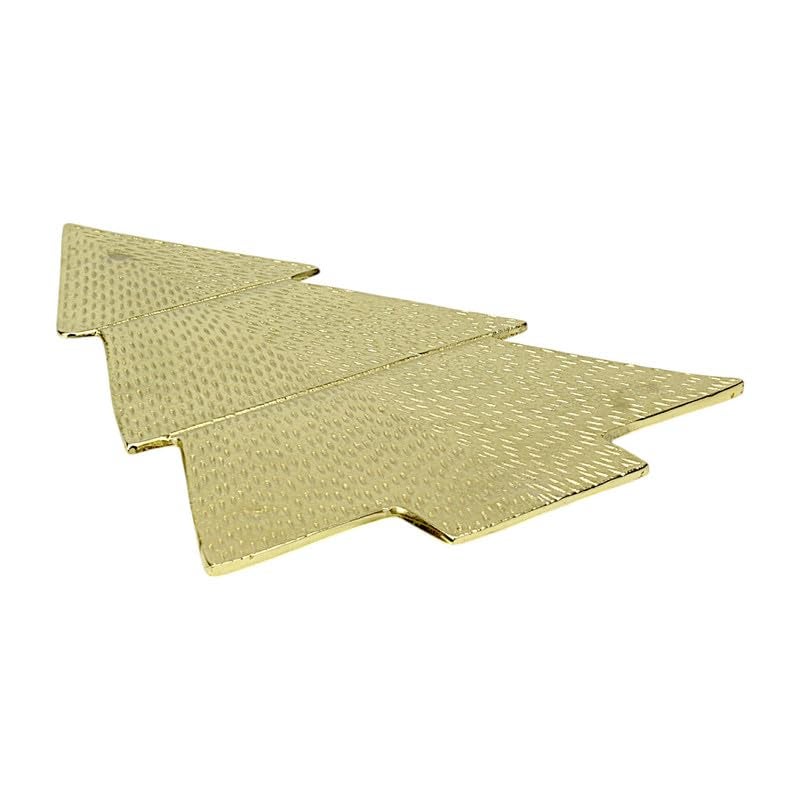 Hind Decor Golden Aluminum Handcrafted Christmas Tree-Shaped Tray - Image 2