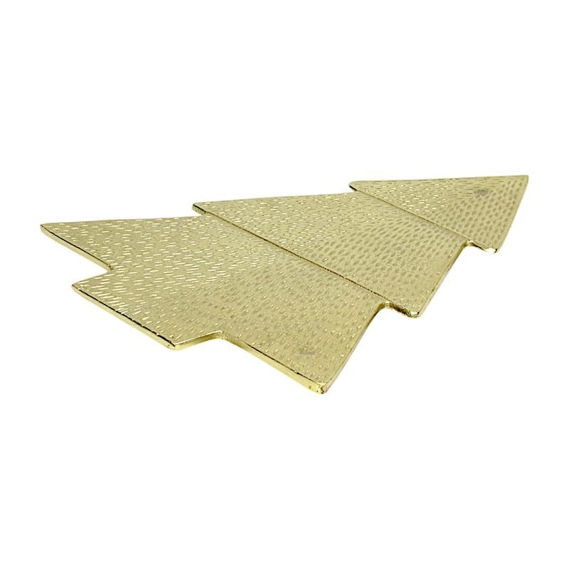 Hind Decor Golden Aluminum Handcrafted Christmas Tree-Shaped Tray - Image 3