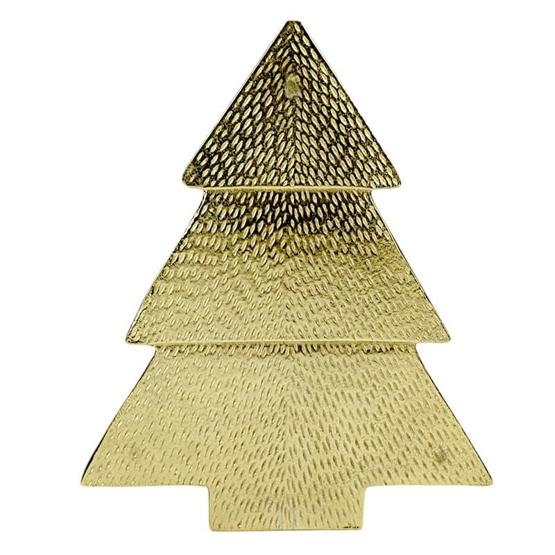 Hind Decor Golden Aluminum Handcrafted Christmas Tree-Shaped Tray - Image 4