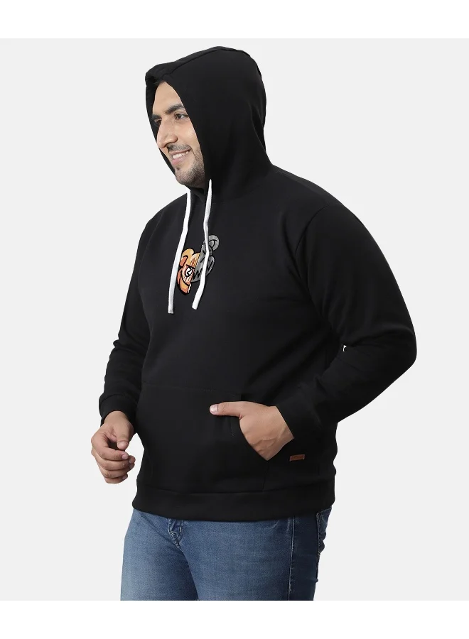 Instafab Plus Instafab Plus Men's Jet Black Contrast Face Hoodie
