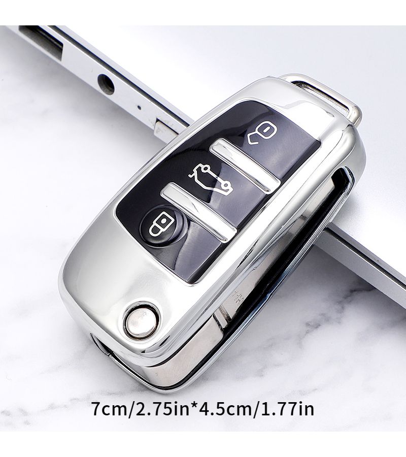 غطاء مفتاح سيارة فضي لـ Audi A1 A3 A4 A5 A6 A7 Q3 Q5 Q7 R8 TT Sline RS - Image 4