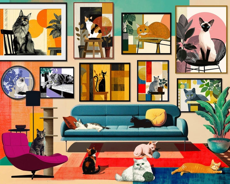 Springbok MidCentury Cats 1000 Piece Jigsaw Puzzle for Adults Poster Now Included Unique Cut Pieces Made in USA - Image 3