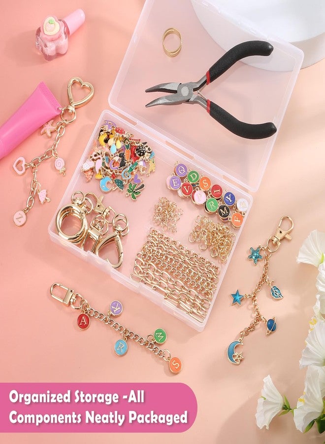 selizo 198Pcs Charms Lip Gloss Keychain Making Kit, DIY Craft Supplies with Charms, Key Chain Hooks, Jump Rings, Lobster Clasps, Chains & Tools, Jewelry Making Kit for Custom Keychains, Bags, Gifts - Image 4