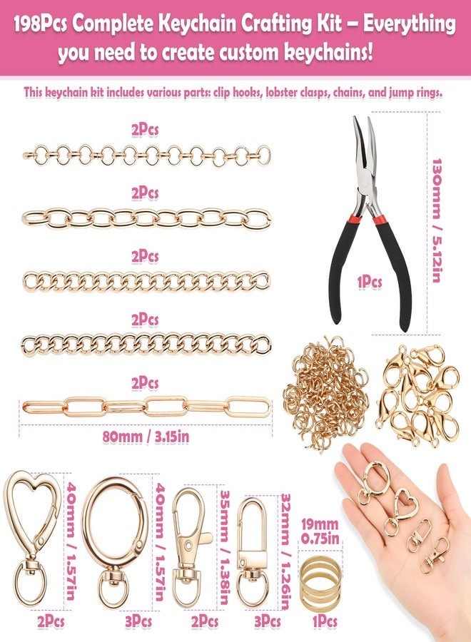 selizo 198Pcs Charms Lip Gloss Keychain Making Kit, DIY Craft Supplies with Charms, Key Chain Hooks, Jump Rings, Lobster Clasps, Chains & Tools, Jewelry Making Kit for Custom Keychains, Bags, Gifts - Image 3