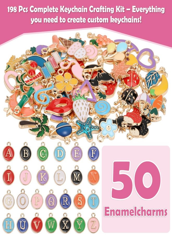 selizo 198Pcs Charms Lip Gloss Keychain Making Kit, DIY Craft Supplies with Charms, Key Chain Hooks, Jump Rings, Lobster Clasps, Chains & Tools, Jewelry Making Kit for Custom Keychains, Bags, Gifts - Image 2