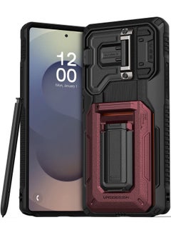 VRS Design D-Wallet Origin Samsung Galaxy S25 ULTRA Case Cover Wallet with Semi Automatic Credit Card Holder Slot [3 Cards] & Camera Lens Protector Kickstand - Metallic Red  - Image 1
