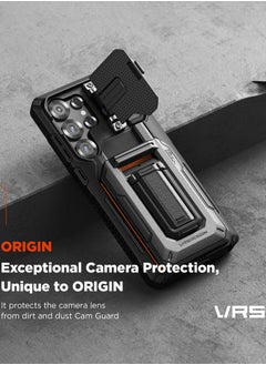 VRS Design D-Wallet Origin Samsung Galaxy S25 ULTRA Case Cover Wallet with Semi Automatic Credit Card Holder Slot [3 Cards] & Camera Lens Protector Kickstand - Metallic Red  - Image 5