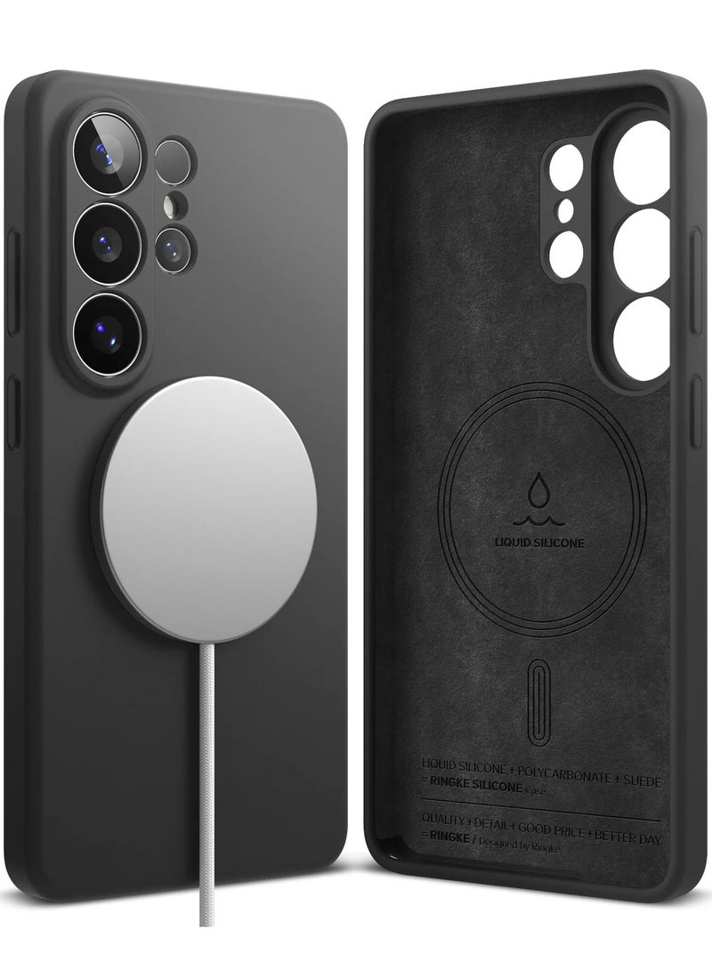 Ringke Silicone Magnetic For Samsung S26 Ultra Case Cover Powerful Magnet Long Lasting Silky Feel Anti-Fingerprint S26 Ultra Back Cover- Black black - Image 1