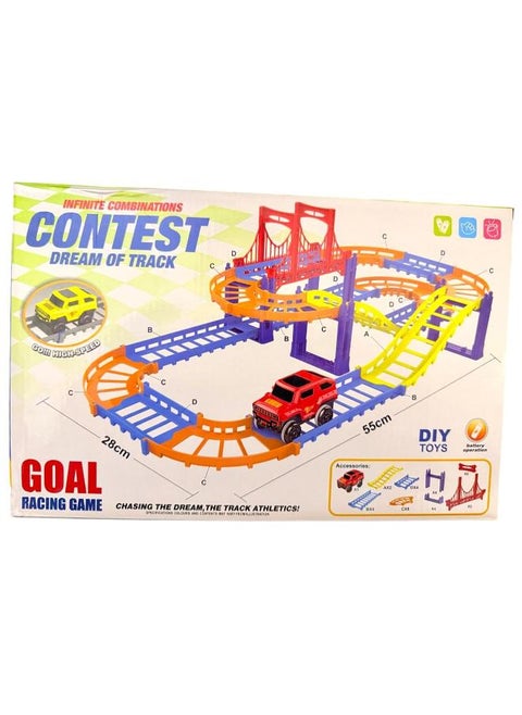 Fun and adventurous racing track game! get ready for exciting car races with this exciting toy that allows you to build different and creative racing tracks.