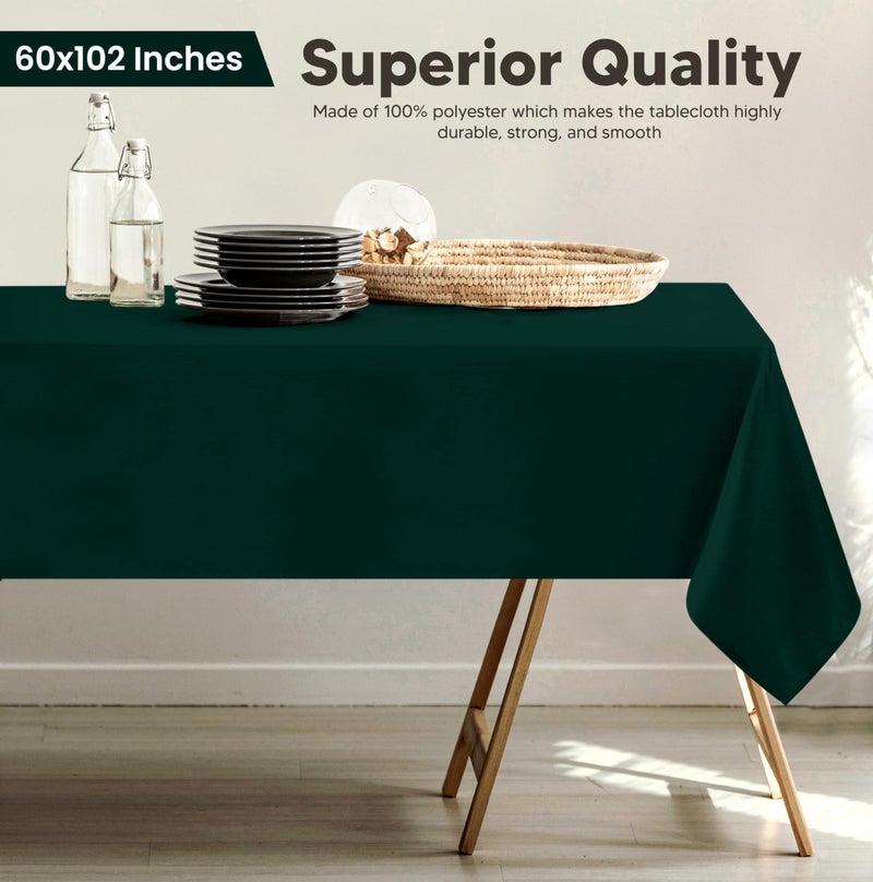 Utopia Kitchen 2 Pack 6 Foot Rectangle Table Cloth [60x102 Inches, Hunter Green] Stain and Wrinkle Resistant Tablecloth Washable Polyester Cover for Dining, Buffet Parties, Picnic and Weddings - Image 2
