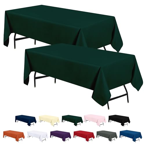 Utopia Kitchen 2 Pack 6 Foot Rectangle Table Cloth [60x102 Inches, Hunter Green] Stain and Wrinkle Resistant Tablecloth Washable Polyester Cover for Dining, Buffet Parties, Picnic and Weddings - Image 1