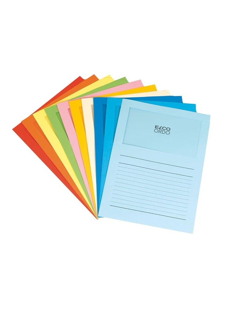 ELCO Ordo Classico 120gsm 10 Colours x 10 Paper Folders (220x310mm) with Printing and Window 180x100mm - Box 100 - Image 1