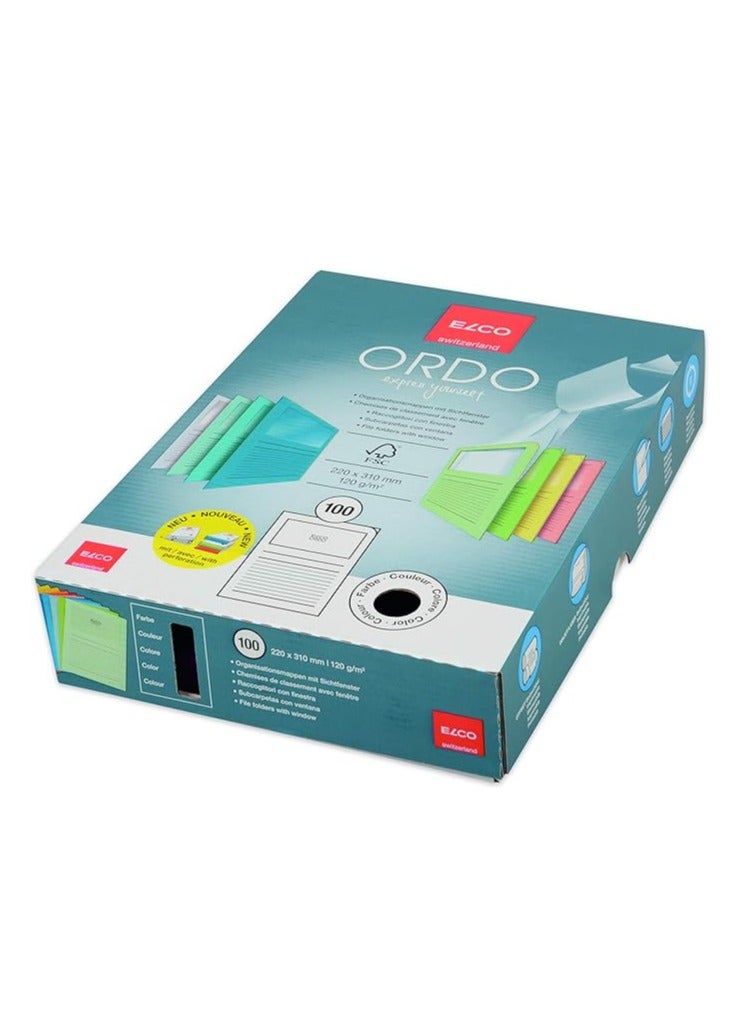 ELCO Ordo Classico 120gsm 10 Colours x 10 Paper Folders (220x310mm) with Printing and Window 180x100mm - Box 100 - Image 3